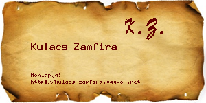 Kulacs Zamfira névjegykártya